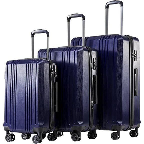 Coolife 3-Piece Hardshell Suitcase Set with TSA Lock
