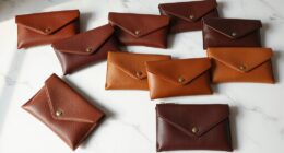 top full grain leather clutch