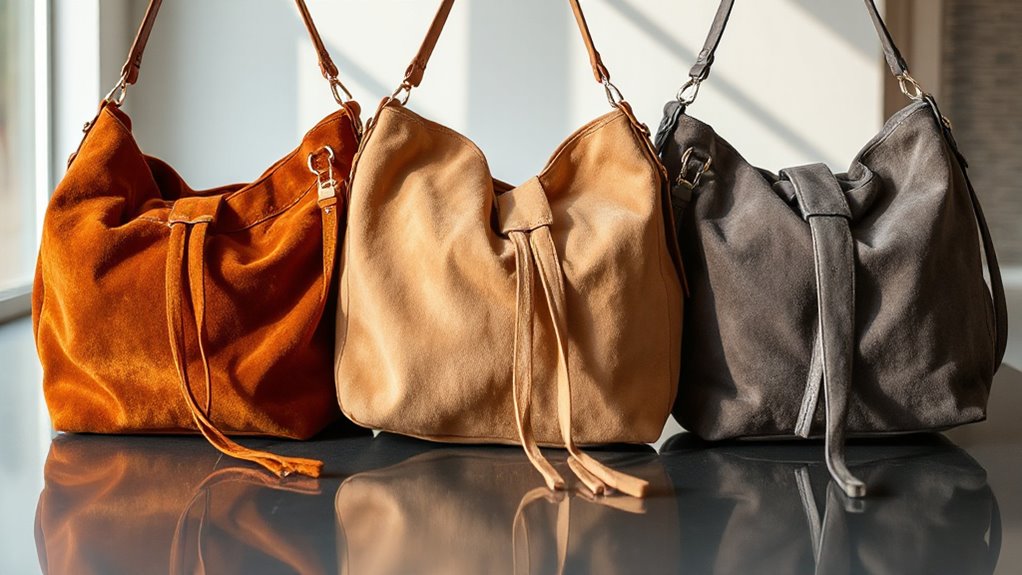 top removable strap suede bags