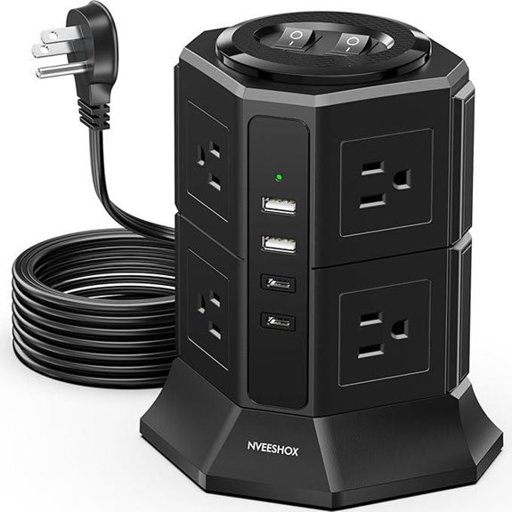 Surge Protector Power Strip Tower with USB Ports