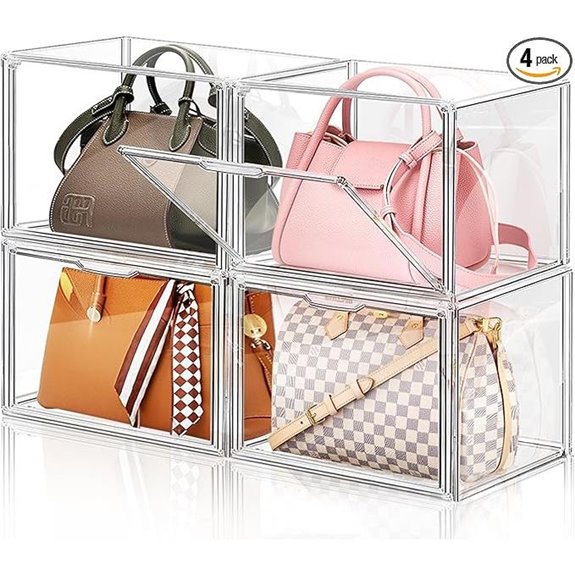 Clear Plastic Handbag Organizer Set with Magnetic Doors