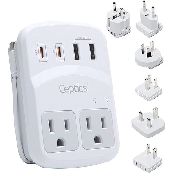 Ceptics Travel Adapter Kit with USB and Surge Protection