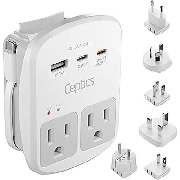 Ceptics 35W Travel Adapter Kit with USB-C and Surge