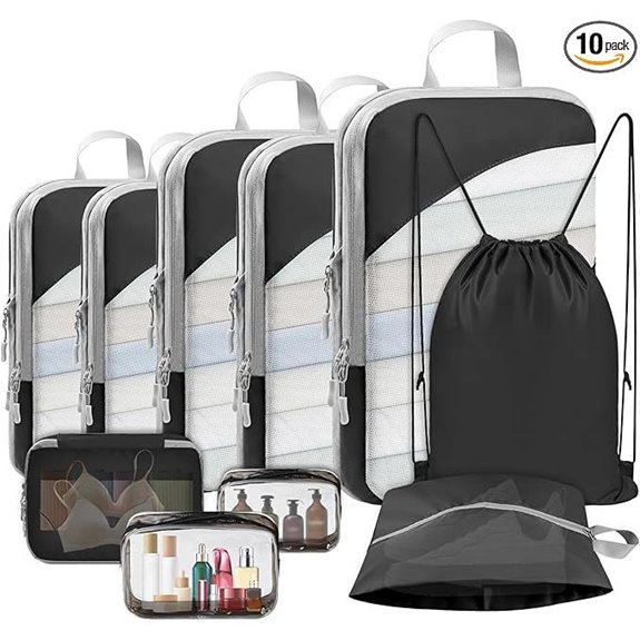 10 Pack Compression Packing Cubes for Travel