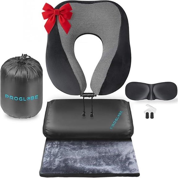 Proglobe Travel Blanket Set with Pillow Mask Earplugs