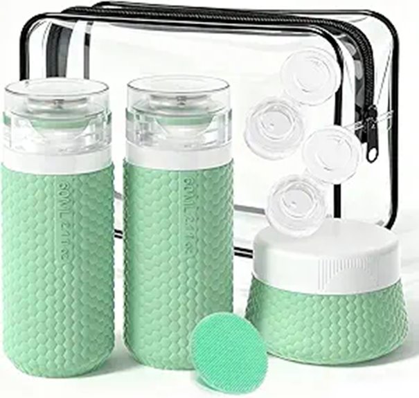 Travel Bottles & Cosmetic Jar Set with Facial Brush
