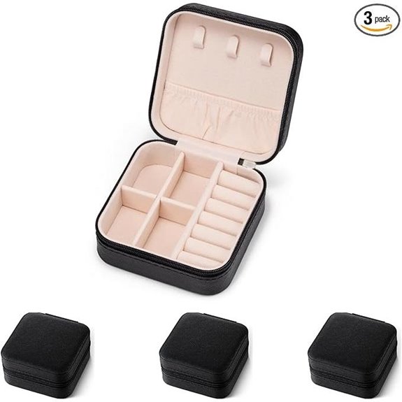 3-Pack PU Leather Travel Jewelry Cases
