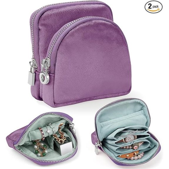 Travel Jewelry Organizer Set with Velvet Pouches