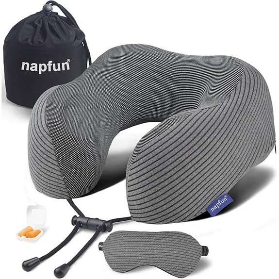 Napfun Memory Foam Travel Neck Pillow for Airplanes