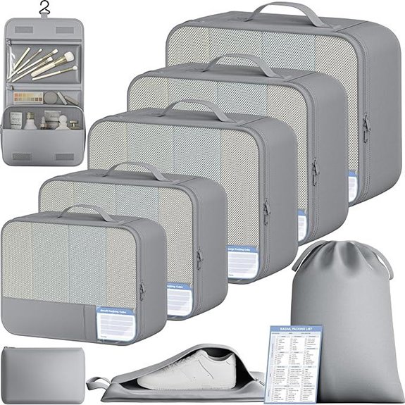 BAGAIL 9-Piece Packing Cubes for Travel Organizers