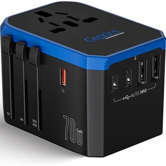 Ceptics 70W Travel Plug Adapter with USB-C Ports