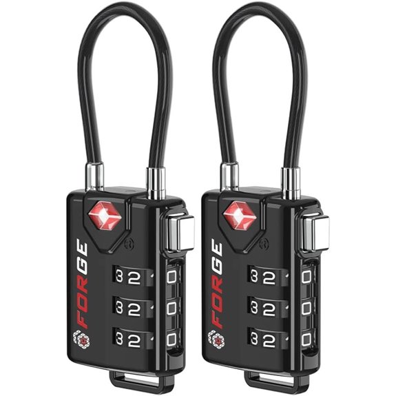 TSA Approved Cable Locks (2) with Resettable Combo