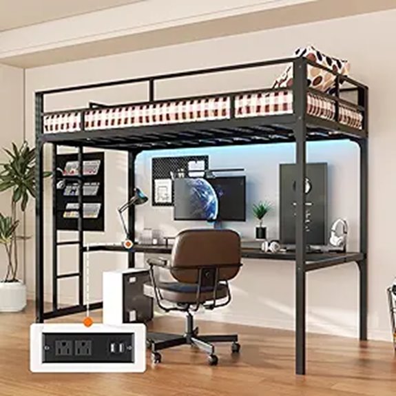 INTERGREAT Twin Loft Bed with Desk & LED Lights