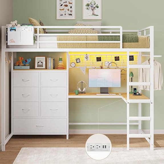 DICTAC Twin Loft Bed with Desk and Storage