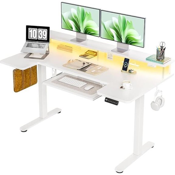 OffiGo U-Shaped Electric Standing Desk with Accessories