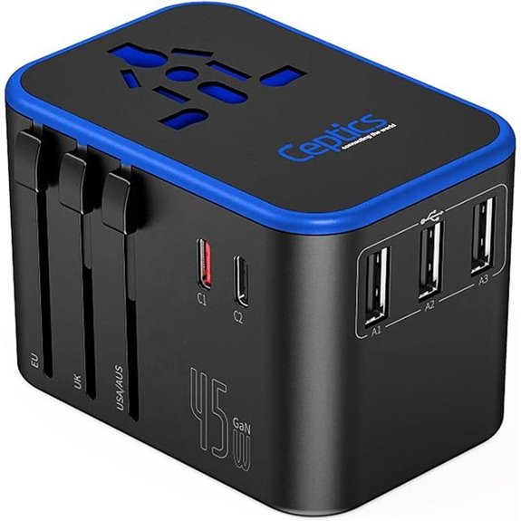 universal travel adapter with dual usb c