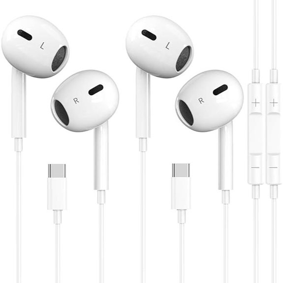 USB-C Earbuds for iPhone Galaxy Noise Cancelling (2 Pack)