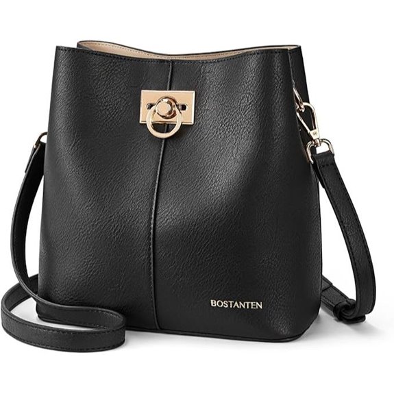 BOSTANTEN Vegan Leather Crossbody Bucket Bag for Women