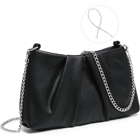 Dasein Vegan Leather Evening Clutch with Chain Straps