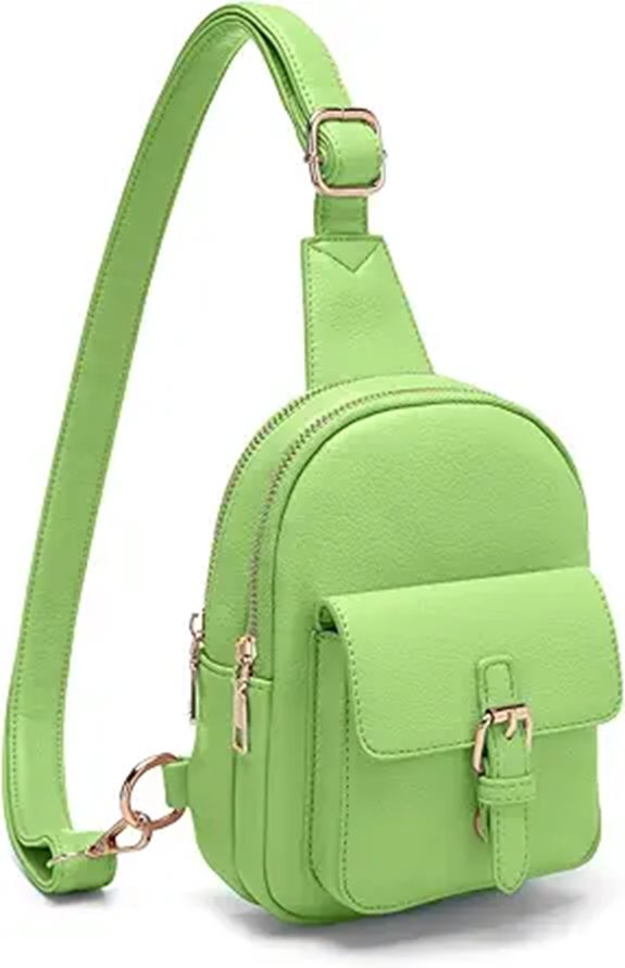 Small Vegan Leather Sling Bag with Pockets