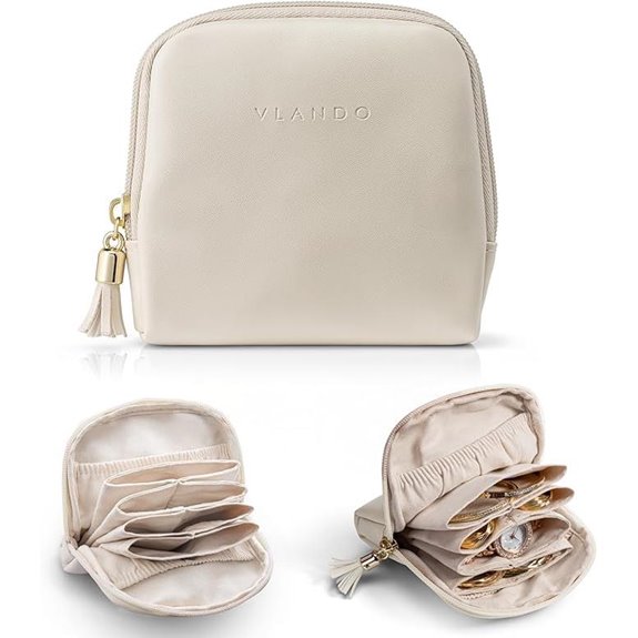 Vlando Travel Jewelry Case with Zipper and Velvet