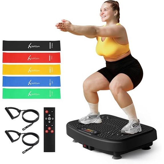 SoftGym Vibration Plate Exercise Machine with Resistance Bands