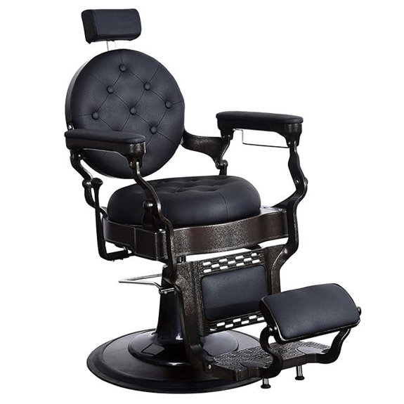 BarberPub Vintage Hydraulic Barber Chair (Black/Brown)