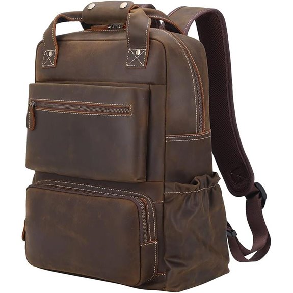 TIDING Vintage Leather 17-Inch Laptop Backpack