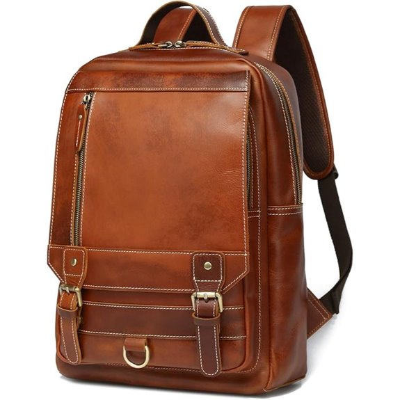 LANNSYNE Vintage Leather Laptop Backpack for Men