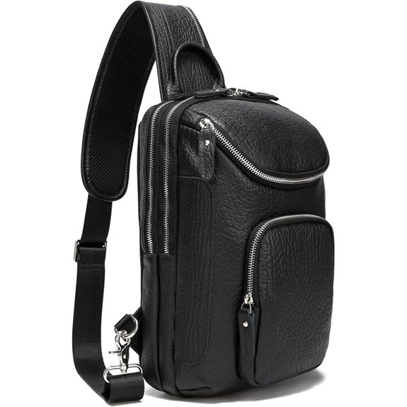 LANNSYNE Vintage Full Grain Leather Sling Bag Crossbody Chest Daypack