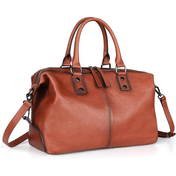 Vintage Leather Tote Bag for Women with Laptop Compartment