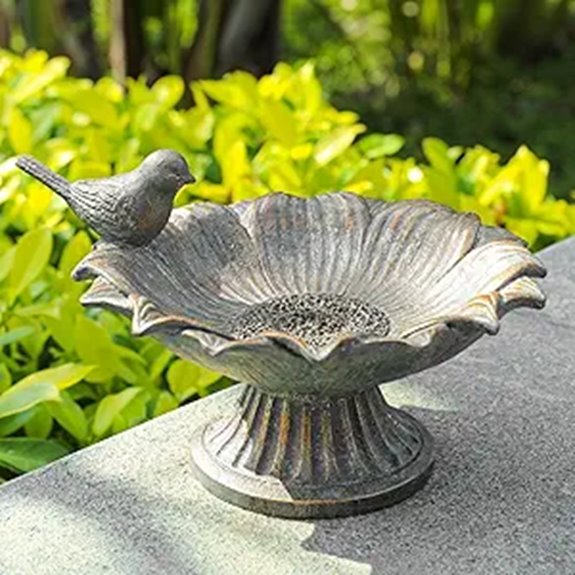 MUMTOP Antique Outdoor Bird Bath and Feeder