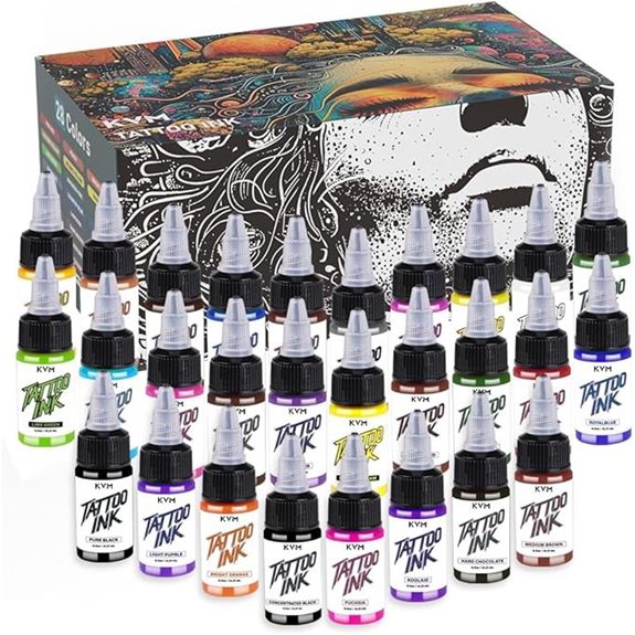 KVM Tattoo Ink Set with 28 Vivid Colors