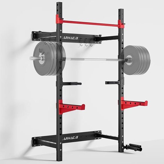 Wall-Mounted Folding Power Rack with Pull-Up Bar