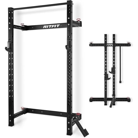 RitFit Wall-Mounted Folding Squat Rack with Attachments