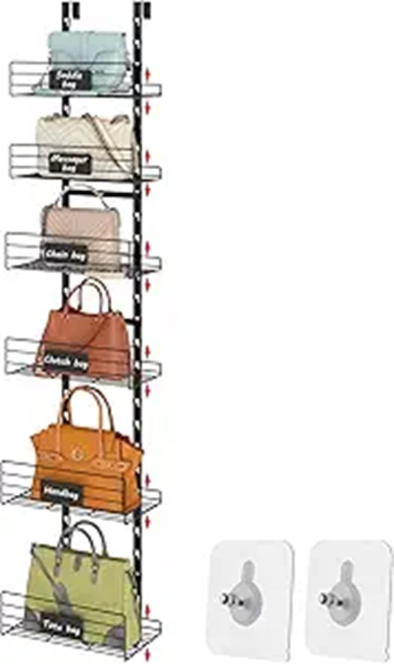 Hanging Purse Organizer Rack with Name Plate