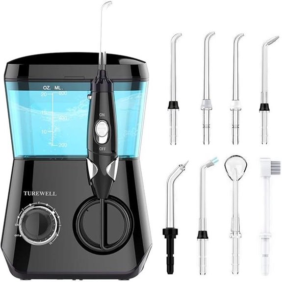 TUREWELL Water Flosser with 8 Tips and Adjustable Pressure