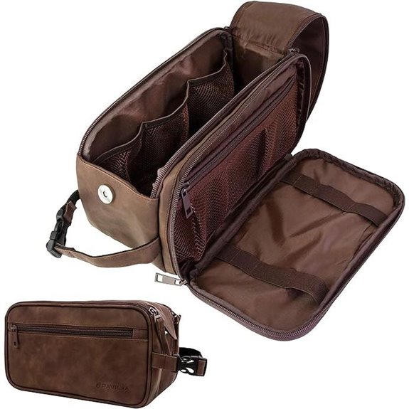 PAVILIA Men’s Travel Toiletry Bag Water-Resistant Leather