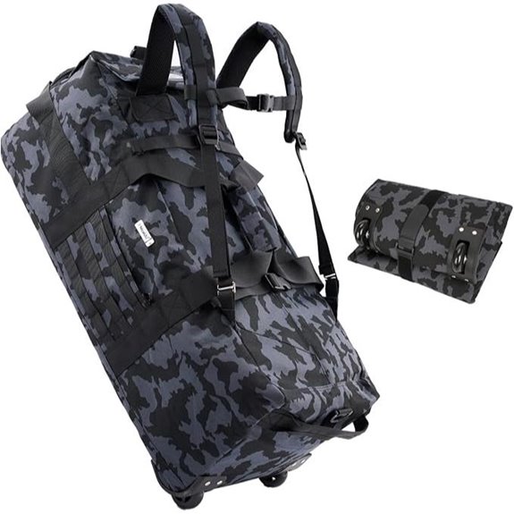 Waterproof 80L Rolling Duffel Bag with Straps