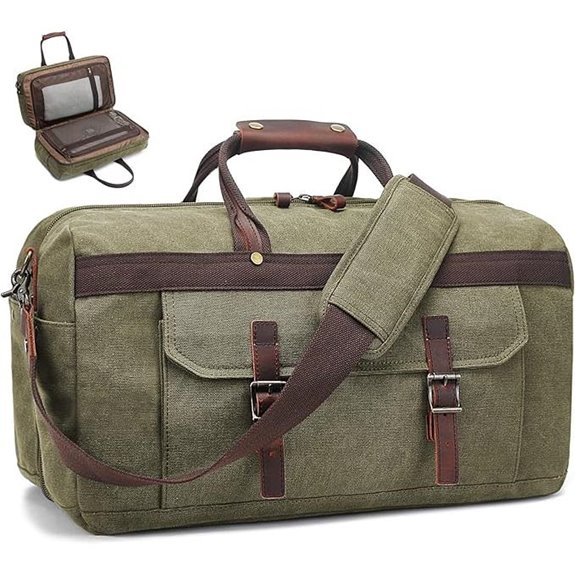 Waterproof Leather Canvas Duffle Bag for Men and Women