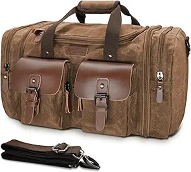 Wildroad Waxed Canvas Leather 50L Waterproof Duffle Bag