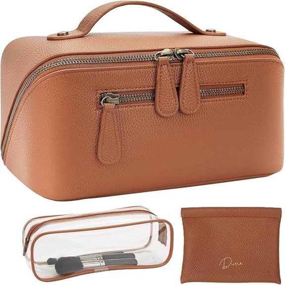 Travel Makeup Bag 3-Piece Waterproof Vegan Leather Set