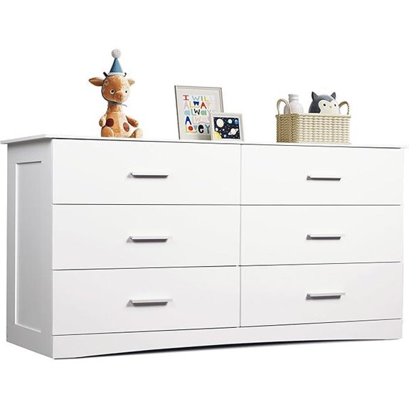 WLIVE White 6-Drawer Dresser for Bedroom and Living