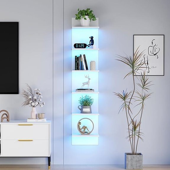 6-Tier Wall Shelf with LED Light White