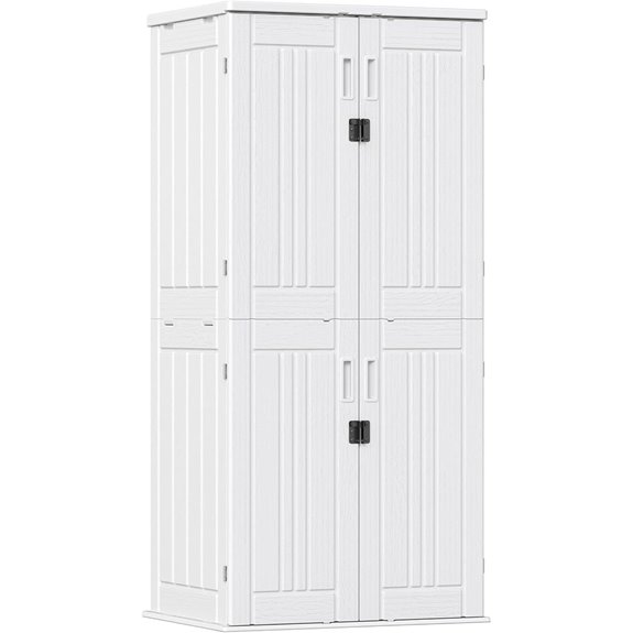 Outdoor Storage Cabinet with 4 Shelves - White