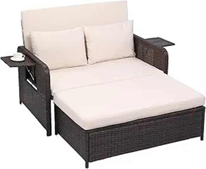 VINGLI Wicker Patio Daybed with Storage Ottoman