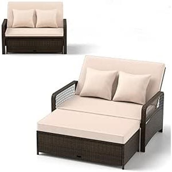 RELAX4LIFE Wicker Patio Outdoor Daybed Set