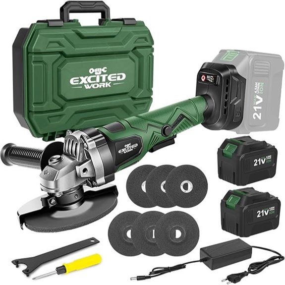 Cordless 20V 5-inch Angle Grinder with Batteries