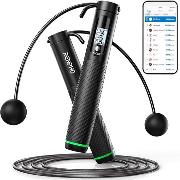 RENPHO Cordless Weighted Jump Rope with App Data
