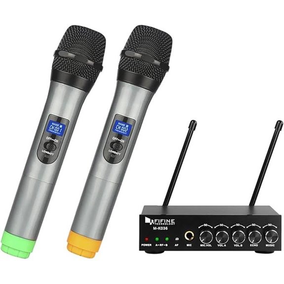 FIFINE UHF Dual Channel Wireless Karaoke Microphone System